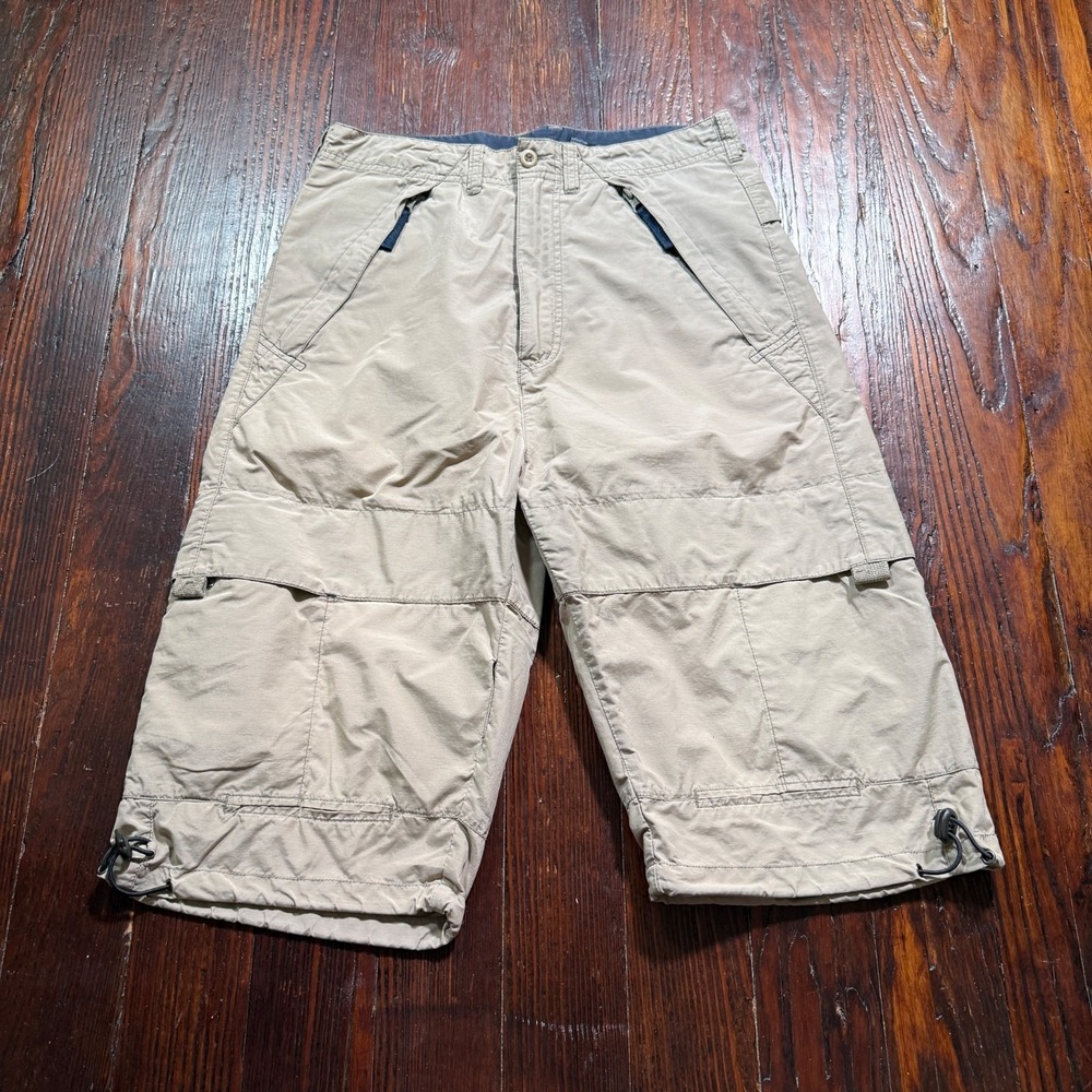Vintage Emergency Exit Shorts Mens 30 Khaki‎ Long Baggy Wide Leg Skater Punk Y2K